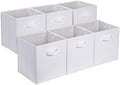 Amazon Basics Collapsible Fabric Storage Bins with Handles, Cube Organizer, 13"x13"x13", White, 6-Pack by AmazonBasics