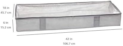 Amazon Basics Under Bed Storage Bags for Clothes and Blankets, Foldable Fabric Zipper Container with Clear Window and Reinforced Handles, Space Saving, 18 x 42 x 6 inches, Gray, 2-Pack - Image 4