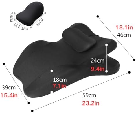 Memory Foam Couples Pillow, Reading Pillow for Bed, NeckPillow, 27° Lift Ergonomic Cushion for Intimacy Waterproof Posture Support Cushion for Sleeping Reading Relax(Black,23"x18"x15") - Image 3