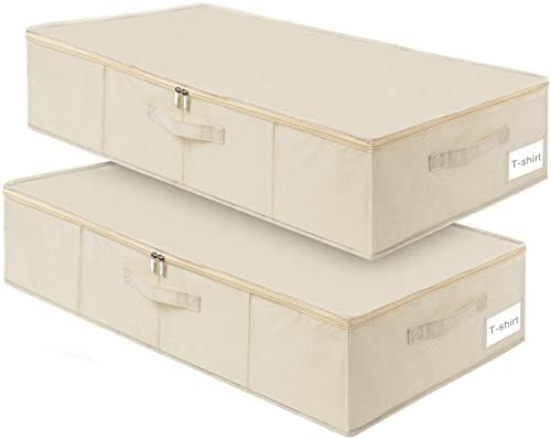 punemi 6 inch Tall Sturdy Under Bed Wedding Dress Storage Box, 2Pack, Beige | wedding dress preservation box with Sturdy Zipper & Handles,50L Large Capacity for Wedding Gowns, Evening Gowns & Heirlooms, by Punemi