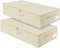 punemi 6 inch Tall Sturdy Under Bed Wedding Dress Storage Box, 2Pack, Beige | wedding dress preservation box with Sturdy Zipper & Handles,50L Large Capacity for Wedding Gowns, Evening Gowns & Heirlooms, by Punemi