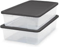 HOMZ Clear Plastic Storage Bins w/Snaplock Lids, 28 Qt, Gray, 2 Pack | Stackable Container Boxes for Bedroom, Bathroom, Garage, and Office Organization by Homz