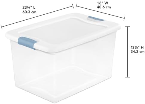 Sterilite 12 Pack Latching Box, Under Bed Storage Bins with Lids, Clear Plastic, 64 Quart - Heavy-Duty Organizing Containers for Closet, Bathroom, and Office | Heavy-Duty and Stackable Plastic Containers with Latches for Closet, Cabinet, Bedroom, Bathr... - Image 2