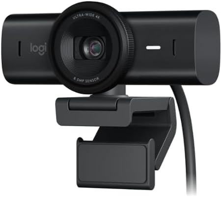 Logitech MX Brio Ultra HD 4K Streaming Webcam, 1080p at 60 FPS, USB-C, Webcam Cover, Works with Microsoft Teams, Zoom, Google Meet - Black (Renewed) by Unknown