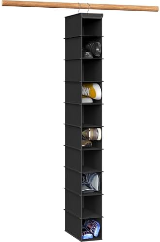 Simple Houseware 10 Shelves Closet Hanging Shoe Organizer, Black | Dual Metal Hooks, Holds Up to 20 lbs, for Narrow Space by SimpleHouseware