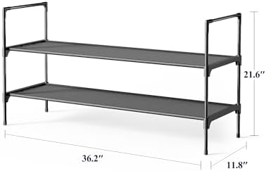Kitsure Shoe Rack for Closet, Shoe Organizer, 36.2" Wide - 2 Tier, Black | Shoe Storage for Closet, Entryway, Easy- Assembly& Space-Saving Shoe Shelf with Side Handle, Closet Organizer - Image 2