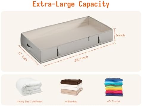 Side-Supported Under Bed Storage Containers, 8 Inch 80L Clothes Storage Bin | Underbed Storage Bin with Sturdy Handles and Sidewalls, Closet Organizer for Clothes, Blankets, Seasonal Items, Gray, 2 Pack - Image 3