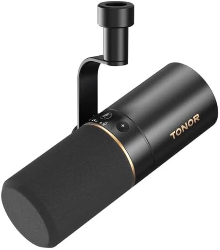 TONOR Dynamic Podcast Microphone, XLR/USB Mic for Recording, Streaming, XLR Cardioid Studio Mic with Quick Mute, 3.5mm Headphone Jack, Volume Control Microfono, 200 cm/78inch Cable, TD510 by TONOR