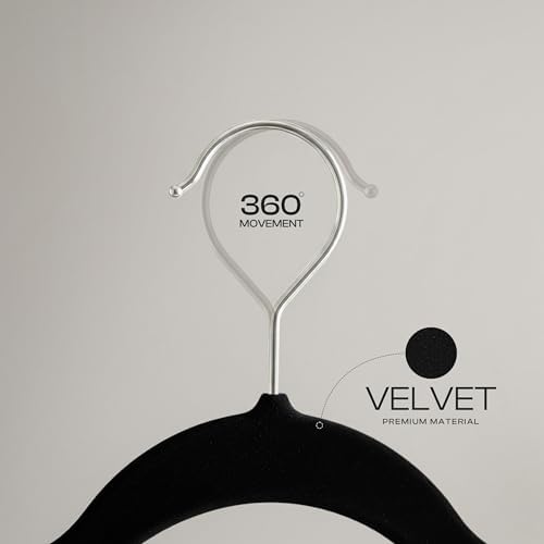 Utopia Home Velvet Hangers, Black, 50 Pack | Luxury Non-Slip Slim Pant & Coat Hangers | Strong Space-Saving Clothes Hangers | 360° Swivel Hook - Image 5