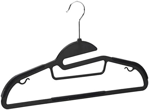 Amazon Basics Non-slip Heavy Duty Space Saving Plastic Hangers with Rubber and Horizontal Bar, Lightweight, Gray, Pack of 50 - Image 2
