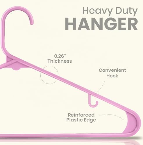Utopia Home Plastic Hangers 30 Pack – Built-in Strap Hooks Pink | Space saving | Durable & strong | Closet organizer | Clothes hangers | Ideal for shirts, pants, skirts & coats - Image 2