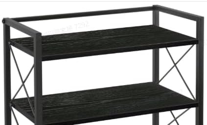 Office Desk Shelf Organizer, Wood Desktop Bookshelf Supplies Storage Rack, Shelf for Top of Desk and Dresser (Pure Black-2 Tier) - Image 8