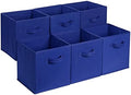 Amazon Basics Collapsible Fabric Storage Bins, Cube Organizer with Handles, 13"x13"x13", Navy, 6-Pack by AmazonBasics
