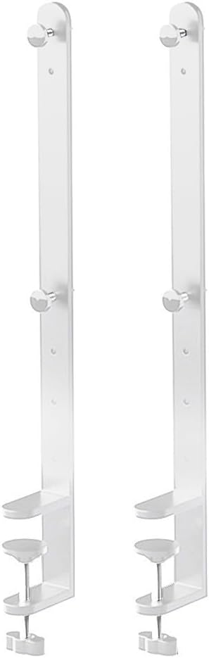 2 Pack Extended Desk Clamp for Pegboard, Nailless Metal Desktop Fixing Bracket with 41.5cm Height, Adjustable Office Gaming Accessory for 1-5.5cm Thick Desks, White by LivGrain