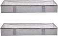 Amazon Basics Under Bed Storage Bags for Clothes and Blankets, Foldable Fabric Zipper Container with Clear Window and Reinforced Handles, Space Saving, 18 x 42 x 6 inches, Gray, 2-Pack by AmazonBasics