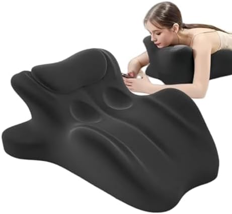 Memory Foam Wedge Pillow for Adults, Multi-Position Support Bed Pillow with Removable Cover for Sleeping Sitting Up Prone Reading Back,Black by iuscacey