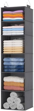 Lifewit Hanging Closet Organizer and Storage for Clothes 6 Tier | Portable, Foldable, Fabric, Top of Shelves with 2 Sturdy Hooks, Clothing Organization for Wardrobe, Dorm, Bedroom, Gray by Lifewit