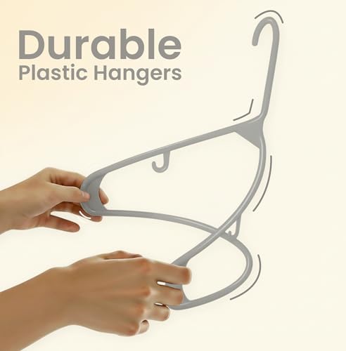 Utopia Home Plastic Hangers 30 Pack – Built-in Strap Hooks Grey | Space saving | Durable & strong | Closet organizer | Ideal for shirts, pants, skirts & coats - Image 6