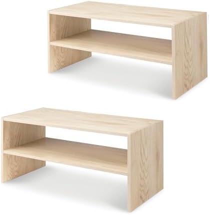 Whitmor Wood Stackable 2-Shelf Shoe Rack, White Oak, 24 inches，2 Pack by Whitmor