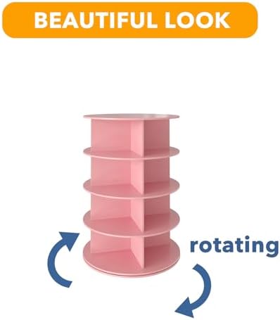 SpaceAid 4 Tier Rotating Shoe Rack Tower, Spinning Shoe Display Lazy Susan, Revolving 360 Shoe Rack Storage Round Carousel, Vertical Handbag Rotate Shoes Closet Organization (4-Tier Pink) - Image 7