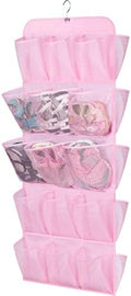 MISSLO 30 Large Pockets Dual Sided Hanging Shoe Organizer for Closet with Rotating Hanger Hanging Shoe Shelves, Pink by MISSLO