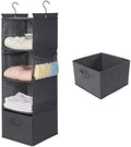MAX Houser 4-Shelf Hanging Closet Organizer, Space Saver, Cloth Hanging Shelves with 2 Side Pockets, Foldable (Grey) | Foldable Fabric Hanging Shelves for Closet, Cloth Hanging Shelves with 2 sturdy hanging hooks, Small Space Saver by MAXHouser
