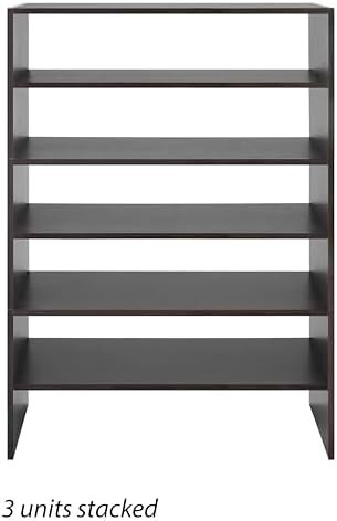 Whitmor Wood Stackable 2-Shelf Shoe Rack, 24 INCH, Espresso，2 Pack - Image 6