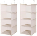 MAX Houser 4 Tier Shelf Hanging Closet Organizer, Closet Hanging Shelf with 2 Sturdy Hooks for Storage,2 Pack, Foldable (Beige) by MAXHouser