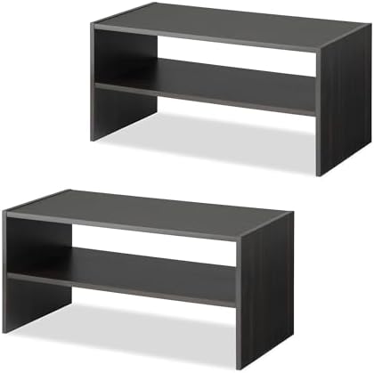 Whitmor Wood Stackable 2-Shelf Shoe Rack, 24 INCH, Espresso，2 Pack by Whitmor