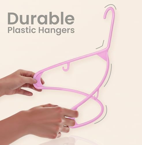 Utopia Home Plastic Hangers 30 Pack – Built-in Strap Hooks Pink | Space saving | Durable & strong | Closet organizer | Clothes hangers | Ideal for shirts, pants, skirts & coats - Image 6
