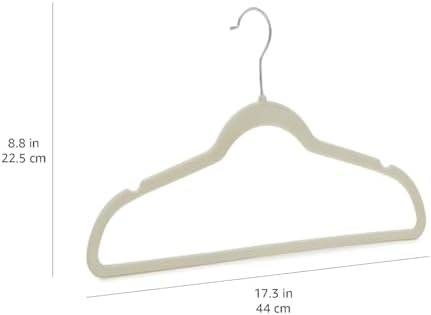 Amazon Basics Slim Velvet Non-Slip Space Saving Suit Clothes Hangers, Closet Organizer, Ivory/Beige, 30-Pack - Image 5