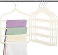 Velvet Pant Clothes Hanger Space Saving Non Slip Hanger Jean Slack Hangers | Multiple Velvet Hanger Closet Organizer Storage and Organization for Jeans,Scarf,Tie(5, Beige) by Myfolrena