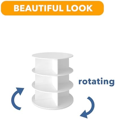SpaceAid 3 Tier Rotating Shoe Rack Tower, Spinning Shoe Display Lazy Susan, Revolving 360 Shoe Rack Storage Round Carousel, Vertical Handbag Rotate Shoes Closet Organization (3-Tier White) - Image 7