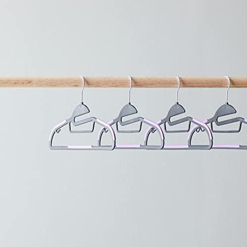 Amazon Basics Space Saving Non-Slip Rubber Coated Plastic Hangers with 360 Degree Swivel Hook, Black/Purple, Pack of 50 - Image 6