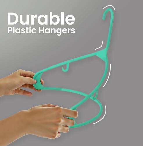 Utopia Home Plastic Hangers 50 Pack – Built-in Strap Hooks Aqua | Space saving | Durable & strong | Closet organizer | Clothes hangers | Ideal for shirts, pants, skirts & coats - Image 6