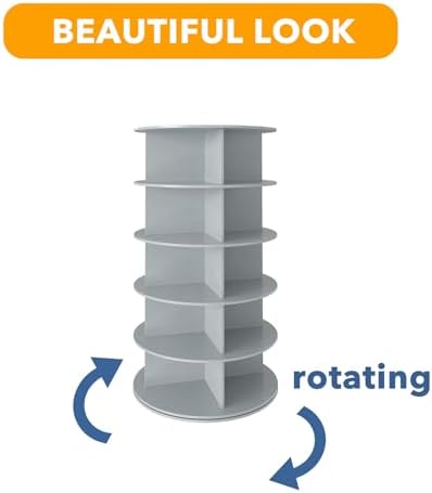 SpaceAid 5 Tier Rotating Shoe Rack Tower, Spinning Shoe Display Lazy Susan, Revolving 360 Shoe Rack Storage Round Carousel, Vertical Handbag Rotate Shoes Closet Organization (5-Tier Gray) - Image 7