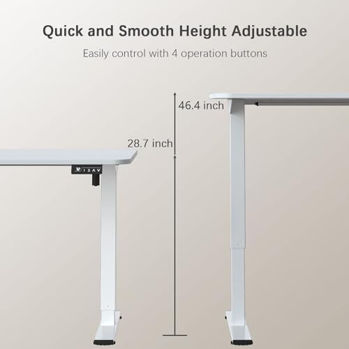 Furmax Electric Height Adjustable Standing Desk Large 40 x 24 Inches Sit Stand up Desk Home Office Computer Desk Memory Preset with T-Shaped Metal Bracket, White - Image 3