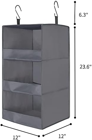 GRANNY SAYS 3-Shelf Hanging Closet Organizer, Foldable Storage, Gray | 33 lb Capacity, No-Sag Support, Keeps Clothes Neat, Folds Flat, Fits RV, Dorm & Small Closets, 2 Pack - Image 3