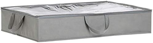 Amazon Basics Under Bed Storage Bags for Clothes, Blankets and Linens, Foldable Fabric Containers with Clear Window and Handles, 30.2" x 20" x 5.7", Gray, 2-Pack by AmazonBasics