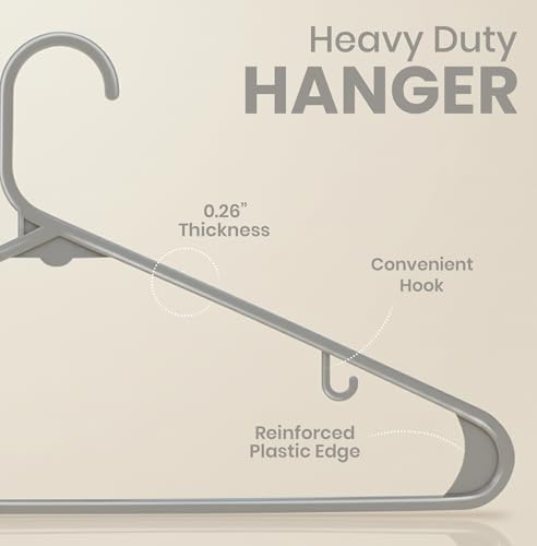 Utopia Home Plastic Hangers 30 Pack – Built-in Strap Hooks Grey | Space saving | Durable & strong | Closet organizer | Ideal for shirts, pants, skirts & coats - Image 2