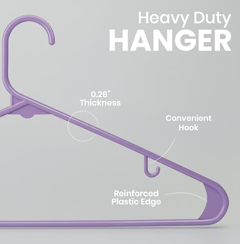 Utopia Home Plastic Hangers 50 Pack – Built-in Strap Hooks Purple | Space saving | Durable & strong | Closet organizer | Clothes hangers | Ideal for shirts, pants, skirts & coats - Image 2