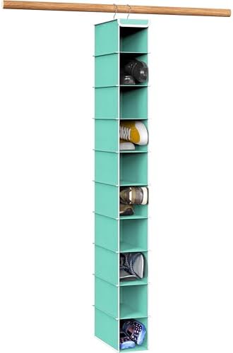 Simple Houseware 10 Shelves Closet Hanging Shoe Organizer, Turquoise | Dual Metal Hooks, Holds Up to 20 lbs, for Narrow Space by SimpleHouseware