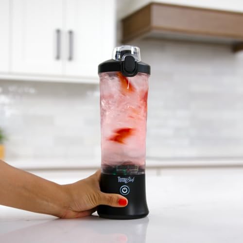 Total Chef Portable Blender - For Smoothies & Protein Shakes, USB Rechargeable Cordless Mini Travel Mixer, Personal Juicer, Ice Crusher, Blender Bottle, Mini Licuadora Portatil, 20oz, Black - Image 2
