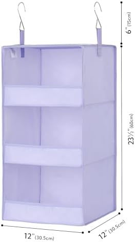 GRANNY SAYS 3-Shelf Hanging Closet Organizer, Foldable Storage, Purple | 33 lb Capacity, No-Sag Support, Keeps Clothes Neat, Folds Flat, Fits RV, Dorm & Small Closets, 2 Pack - Image 3