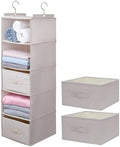 Large Hanging Sweater Organizer for Closet,Collapsible 6-Shelf Hanging Closet Shelves with Drawers, Washable (Beige -5 Shelf-2 d) by Unknown