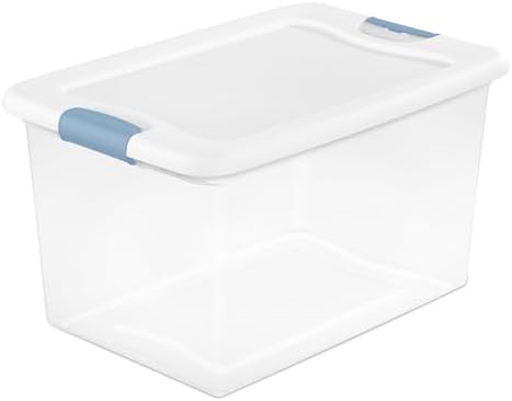 Sterilite 18-Pack Latching Box, Under Bed Storage Bins with Lids, Clear Plastic, 64 Quart - Heavy-Duty Organizing Containers for Closet, Bathroom, and Office by Sterilite