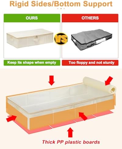 punemi Sturdy Under Bed Wedding Dress Storage Box, 3Pack, Beige | Rigid Sides & Bottom, 50L Large Capacity for Evening Gowns & Heirlooms, Ideal for Closet, Shelf & Cabinet Storage - Image 3