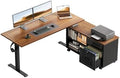 OffiGo 48" L Shaped Electric Standing Desk with Cabinet Sets, Walnut/Black by OfficeGo-ForHomeOfficeWork