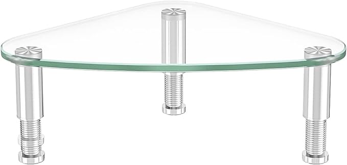 Hemudu Clear Glass Computer Monitor Riser / Triangle Desktop Universal Corner Stand for Computer Monitor & Laptop HD01T-003 by HEMUDU
