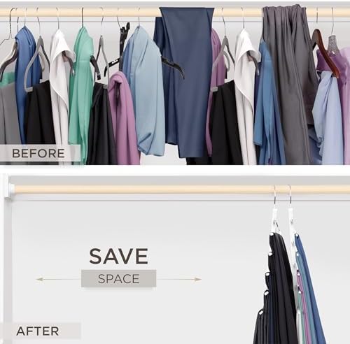 MORALVE Pants Hangers Space Saving - European Beechwood Scarf and Jean Hangers - Closet Organizer and Space Saver Pant Rack, Leggings Hanger, and Scarf Holder with 360° Swivel Hook (1 Pack) - Image 3